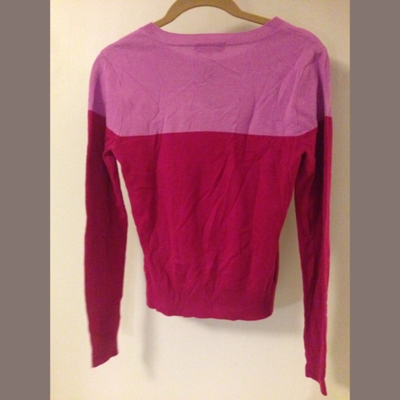 Color Block Fuchsia Magenta Lavender Wool Cardigan - Picture 2 of 2