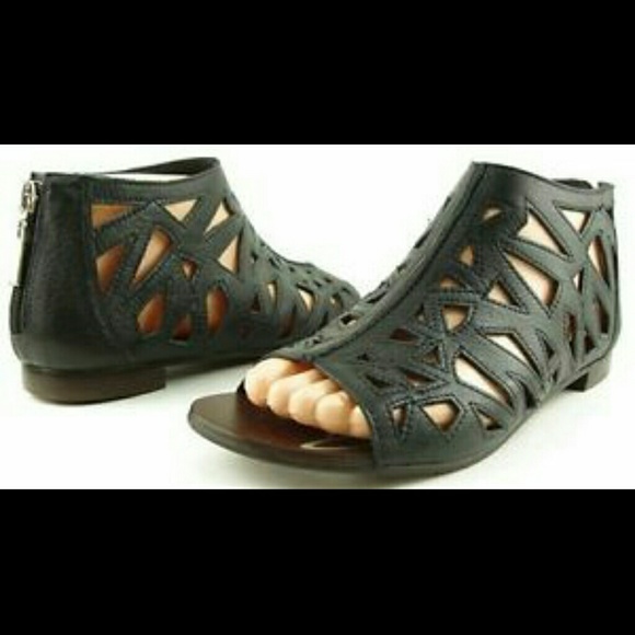Black cut out sandals