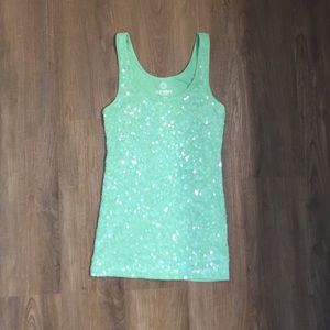 Seafoam green sequin old navy tank