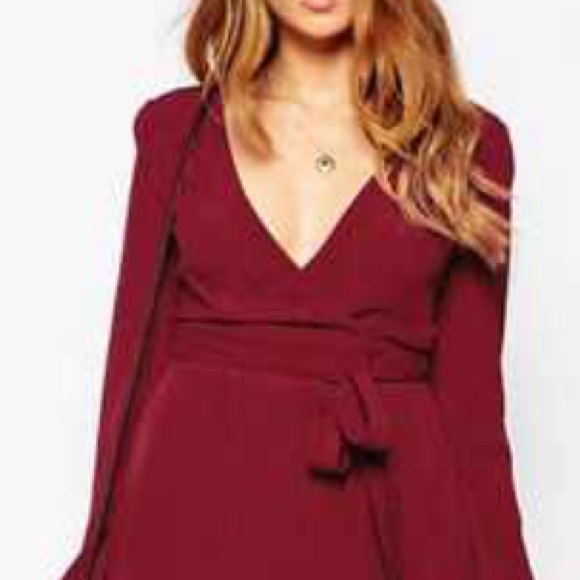 Red deep v blouse