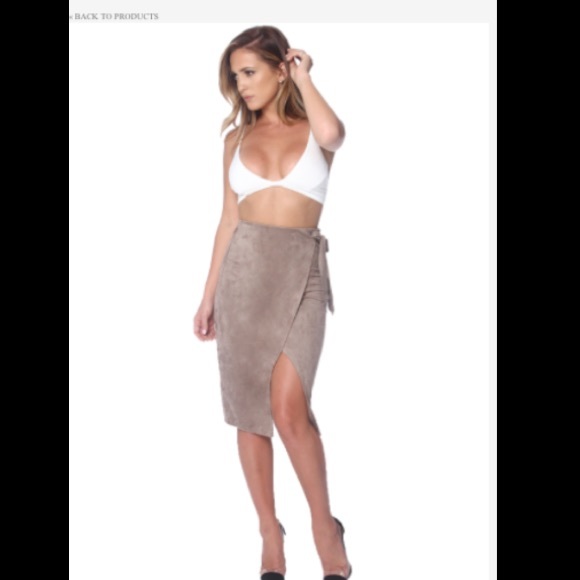 Faux Suede Wrap Skirt