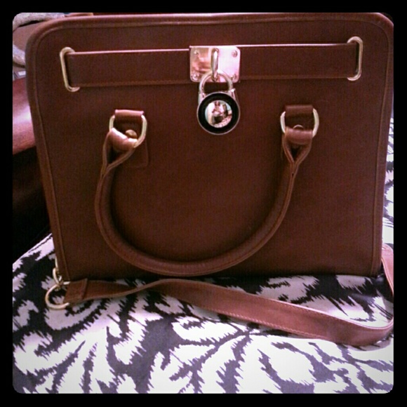 Brown satchel purse