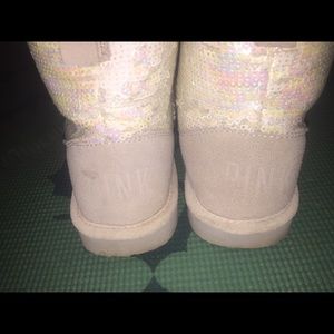 White sequin VS short boots