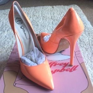 Jeffrey Campbell Peach Patent Darling Pumps