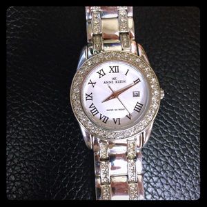 Anne Klein silver watch with crystals