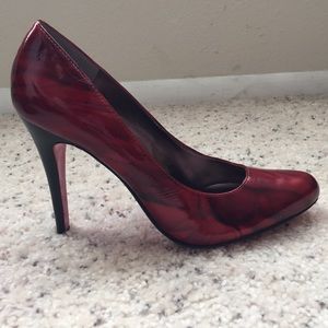 Red leather Paris Hilton heels