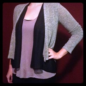 Heather grey cardigan with sheer lapel
