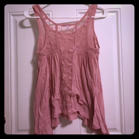 Pink embroidered back tank top