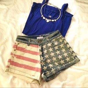 American Flag Jean Shorts