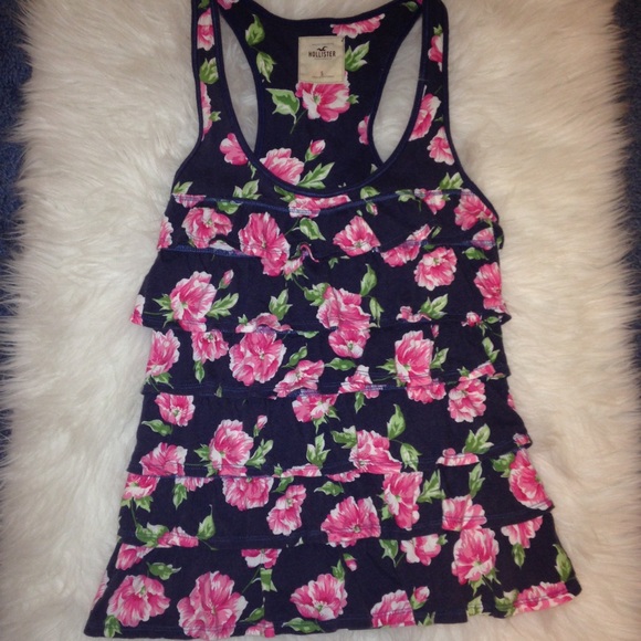 Hollister Summer Tank w/ ruffles and floral - Picture 1 of 2