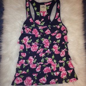 Hollister Summer Tank w/ ruffles and floral
