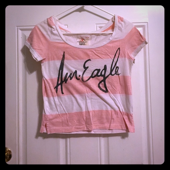 American Eagle Pink and White Crop Top