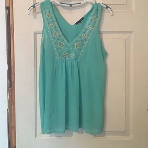 Sheer teal detailed tank