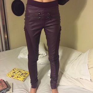 purple pleather pants