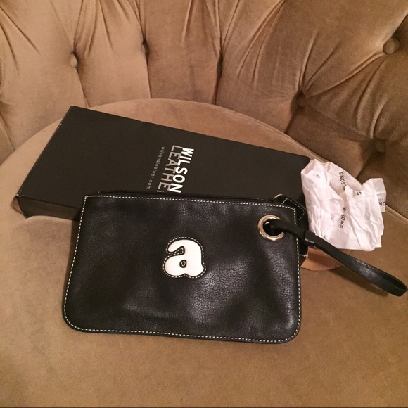 Wilsons Leather black "a" clutch