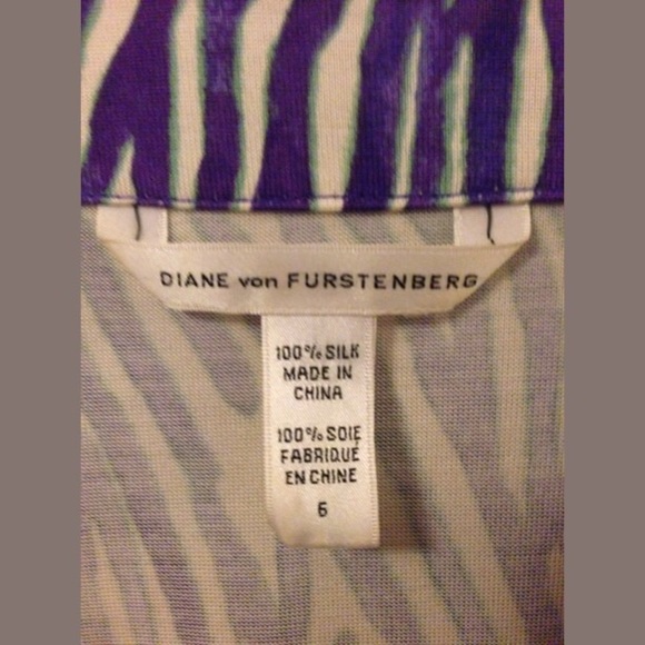 DIANE VON FURSTENBURG Wrap Dress Silk Purple Print - Picture 4 of 4