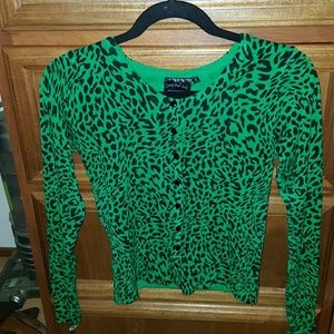 Green Leopard cardigan