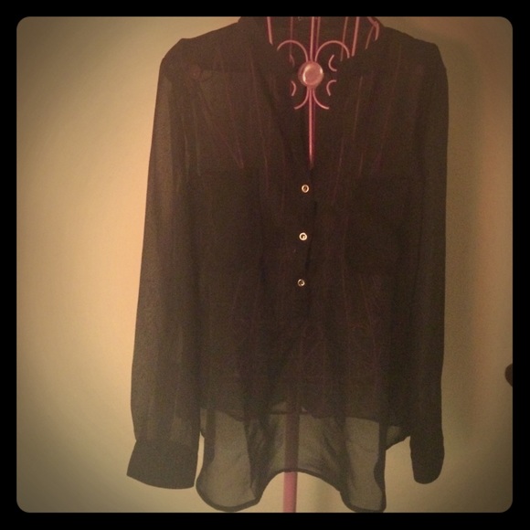 Chiffon Black Blouse - Picture 1 of 2