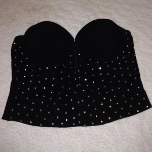 Studded Black Strapless Crop