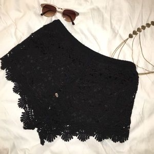 Black Crochet Shorts
