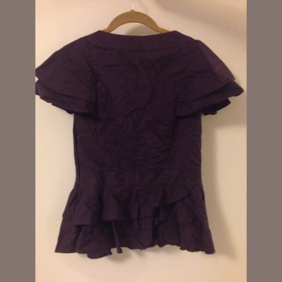 ANTHROPOLOGIE Odile Ruffled Purple Tie Wrap Jacket - Picture 4 of 4