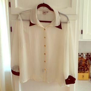 Asos white button up sheer long sleeve
