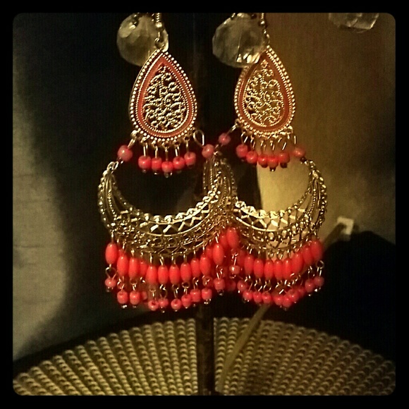 Gold and Red earings