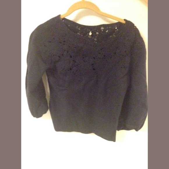 ANTHROPOLOGIE Knitted Knotted Blue Wool Floral