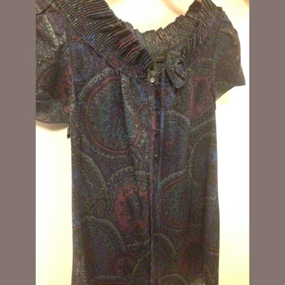 MARC JACOBS Silk Paisley Tie Neck Blouse Rich Navy - Picture 3 of 3