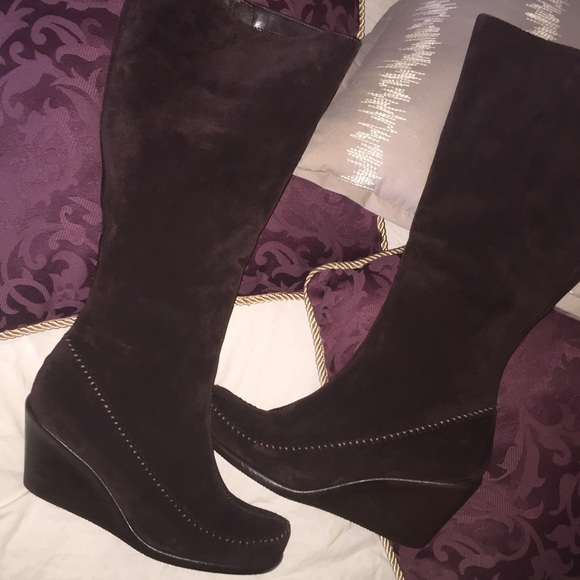 Aerosoles Mid High Suede Boots/ Dark Brown- NWO
