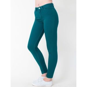 AMERICAN APPAREL STRETCH BULL DENIM SIDE ZIP PANTS