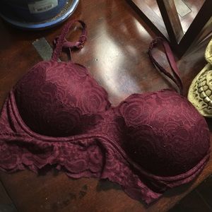 VS PINK BRA IN MAROON, PUSH UP.