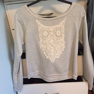 Grey & cream colored owl sweater