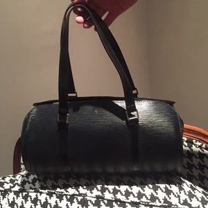 LV classic black leather bag