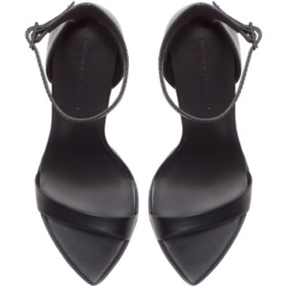 Zara Minimalist Black Ankle Strap Heels