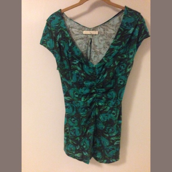 ANTHROPOLOGIE Weston Wear Teal Roses Shirt Blouse - Picture 1 of 3