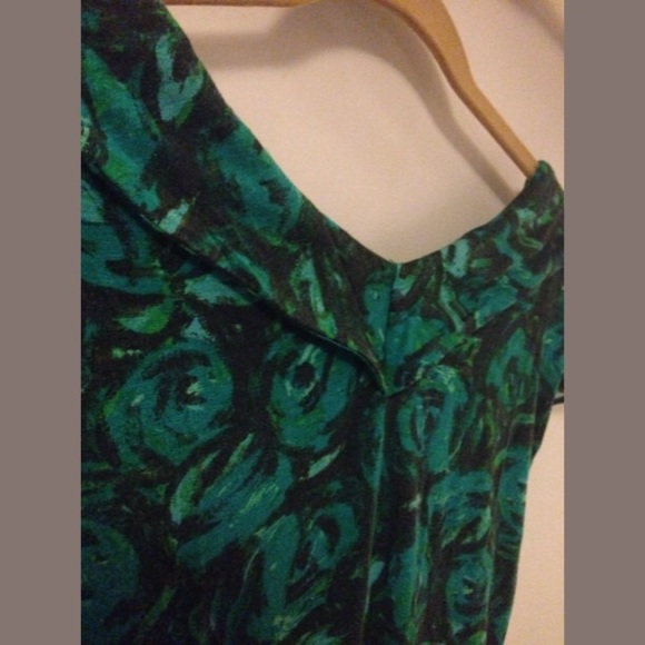 ANTHROPOLOGIE Weston Wear Teal Roses Shirt Blouse - Picture 3 of 3