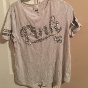 VS PINK WHITE JERSEY TSHIRT