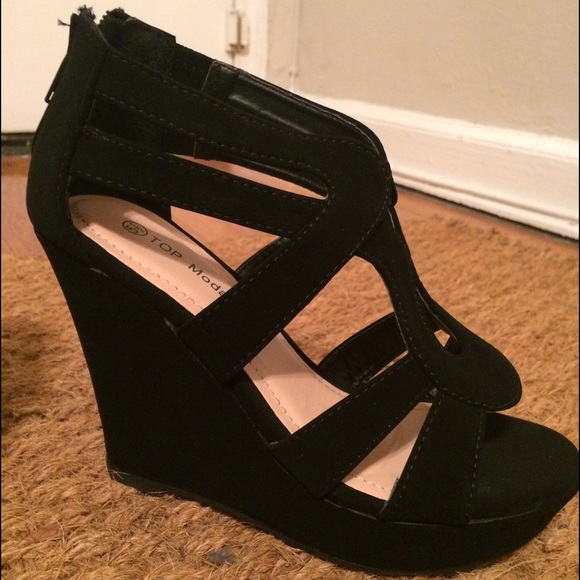 Black Suede Wedges