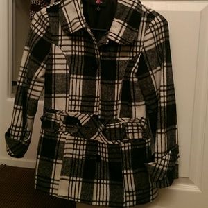 iZ BYER girl plaid pea coat