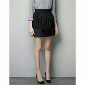 ZARA Black Leather Trim Skirt