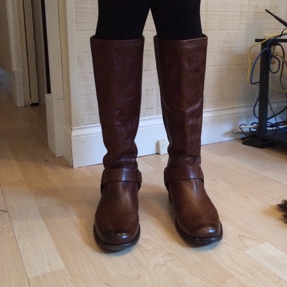 Frye Phillip Harness tall boot cognac leather sz 9 - Picture 4 of 4