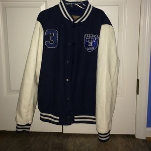 Navy & White Varsity League Jacket