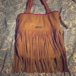 Tan fringe purse