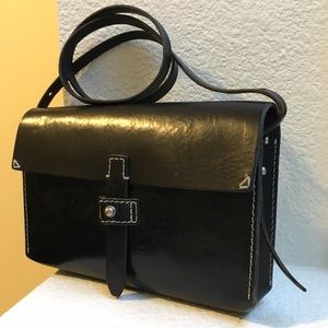 Madewell black leather cross body clutch