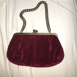 Burgundy velvet J. Crew purse