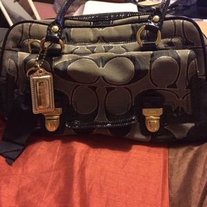 Gray, black & gold Coach purse