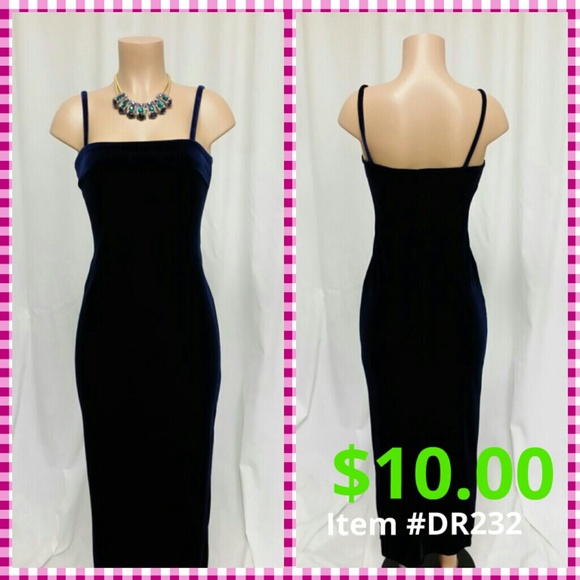 Blue Velvet Long Cocktail Dress