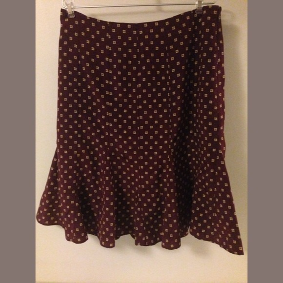 GAP Silk Flounce Aline Maroon Retro Skirt