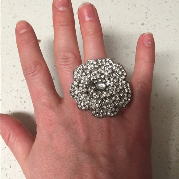 Crystal rose cocktail ring